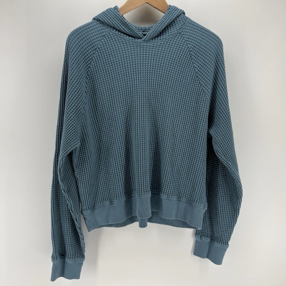 The North Face Women's Waffle-Knit Hooded Sweater - Slate Blue